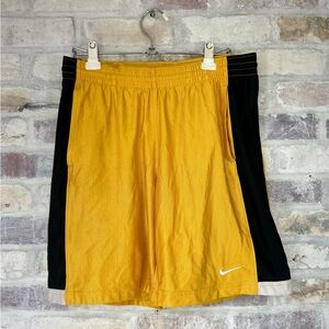 VTG Y2K‎ Nike Dazzle Silky Satin Shiny Basketball Shorts Mens S Yellow & Black